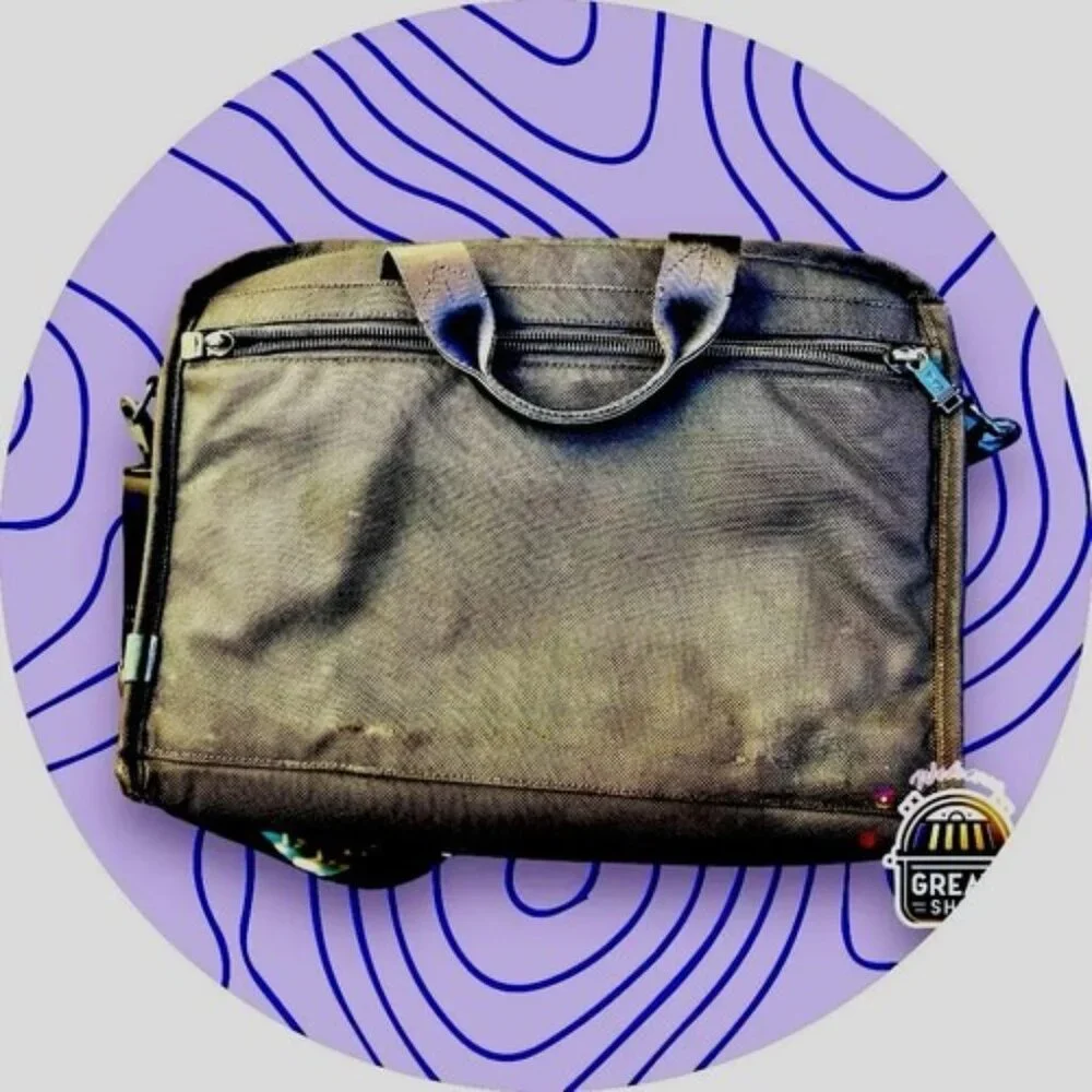 TUMI Business Bag Black Leather/Nylon Sawyer Briefcase With Many Pockets